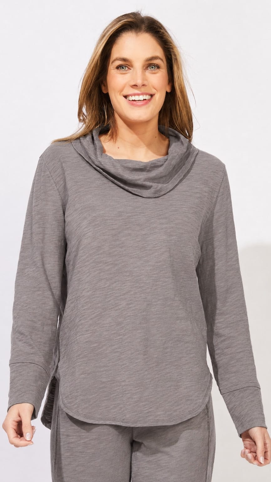 Escape Cotton Slub Hi-Low Cowl Tee - Multiple Colors