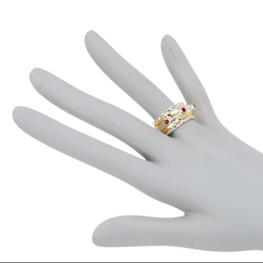 Zoey Simmons Garnet Crystal Two Tone Spinner Ring
