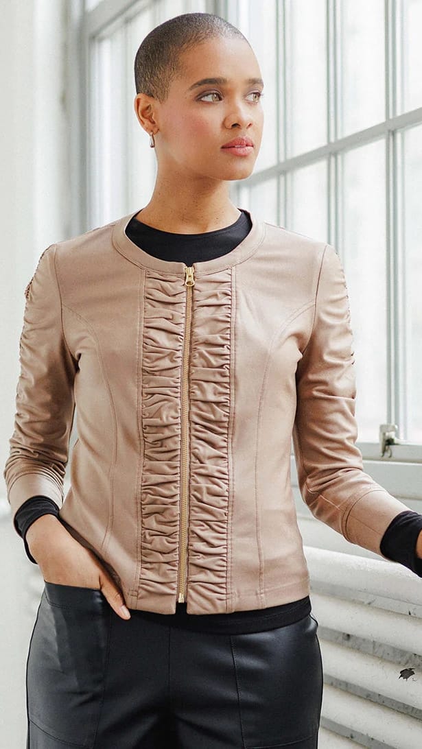 Clara Sunwoo Liquid Leather Ruched Jacket
