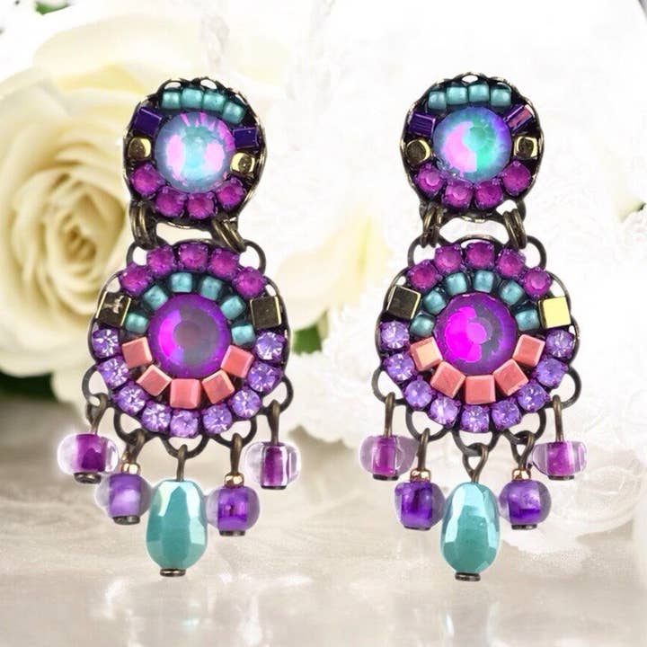 Melizi Jewelry Violett Garden Crystal Earrings