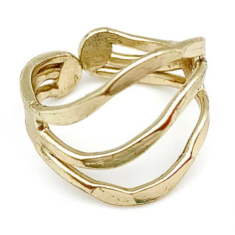 Anju Jewelry Silver Tapered Curved Lines Ring - Multiple Metals