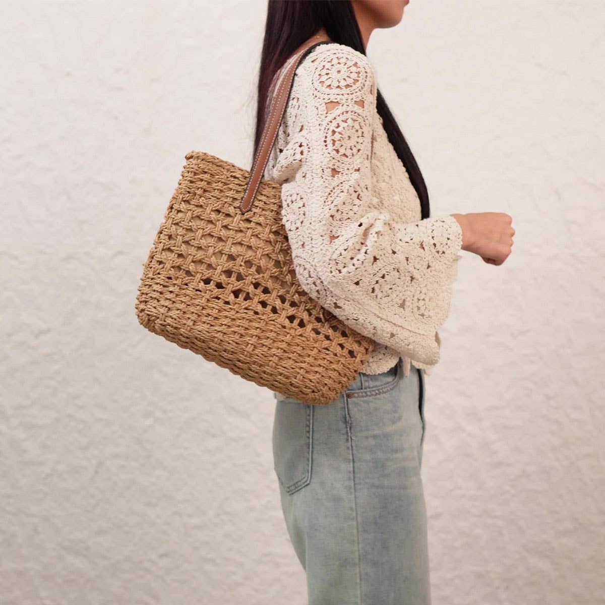 Stylish Large Hand Woven Tote