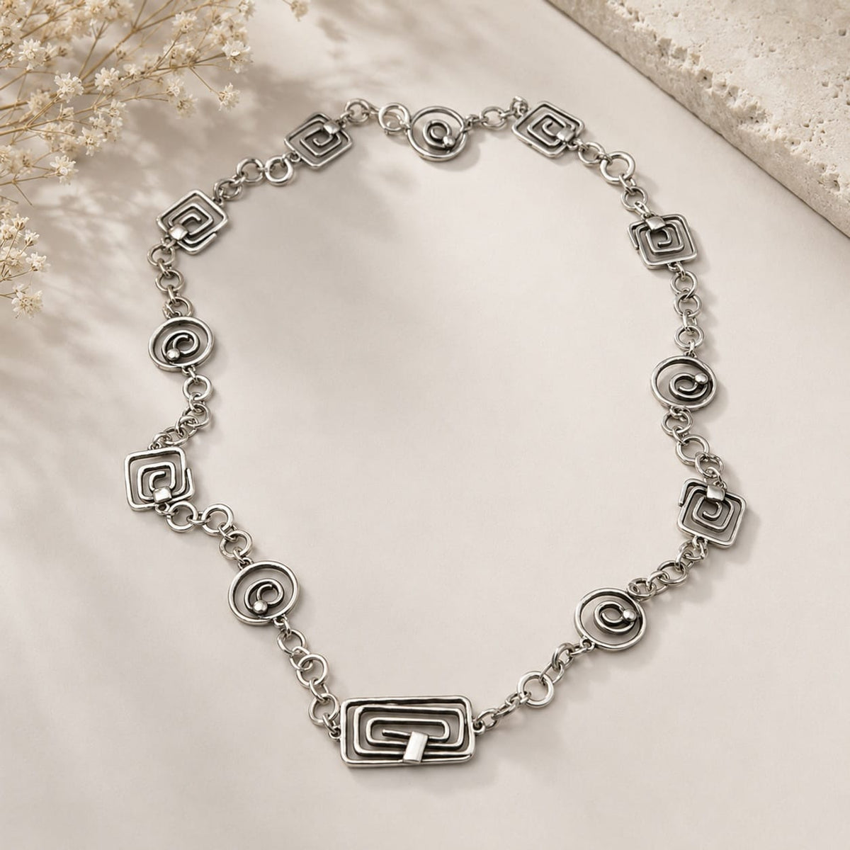 Volare Square and Round Spiral Long Necklace - #2665L