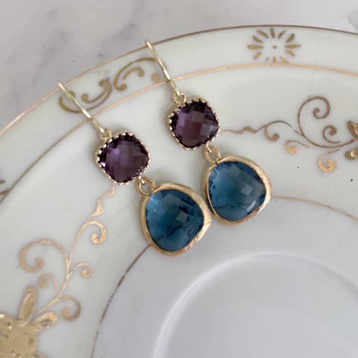 Laalee Jewelry Gold Plated Two Tier Drop Earring - Multiple Colors