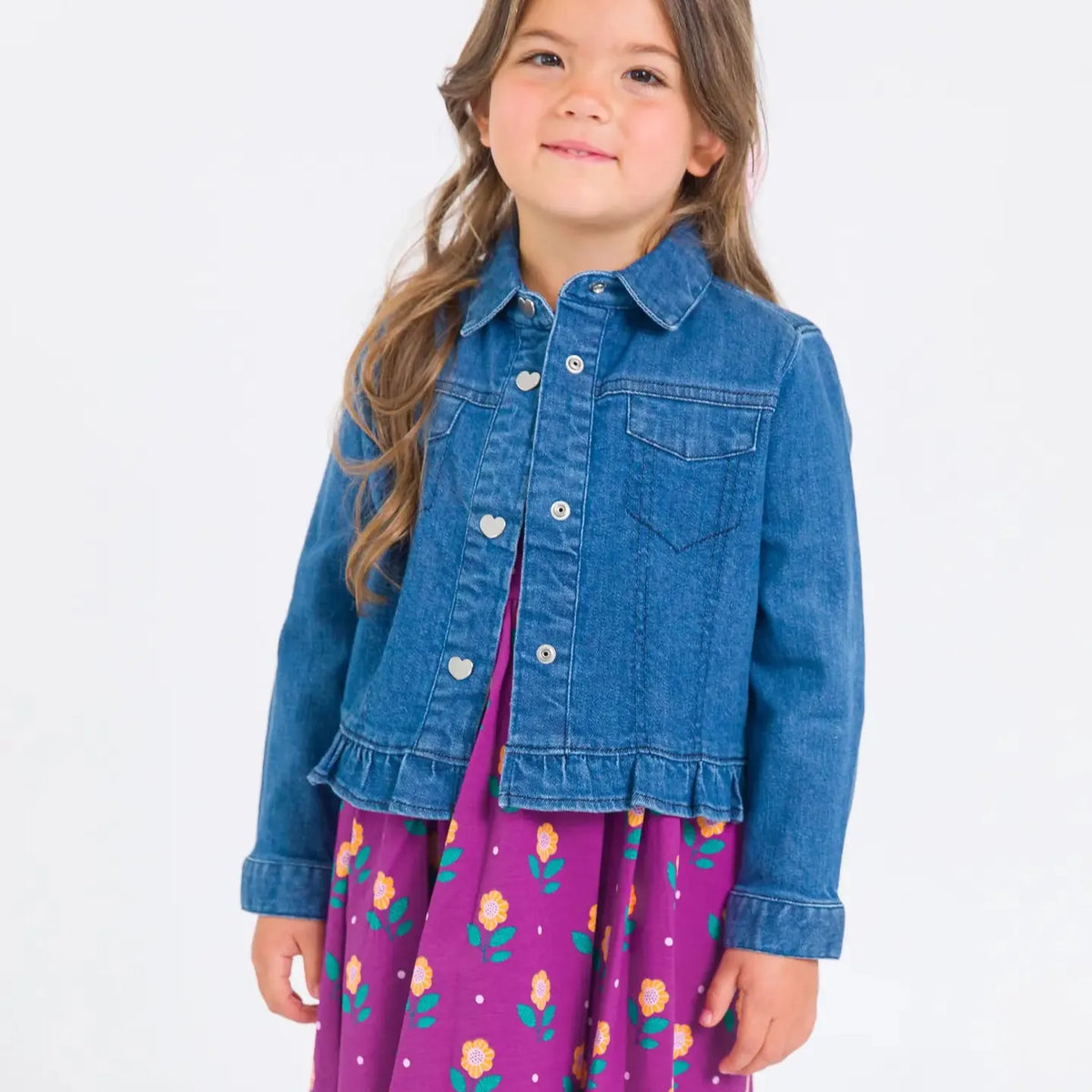 RuffleButts Denim Ruffle Jean Jacket