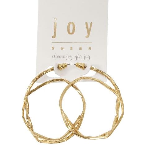 Hammered Double Hoop Post Earrings - Multiple Metals