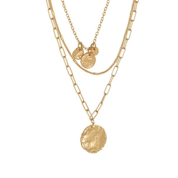 3-Row Multi Chain Necklace w/ Pendants - Multiple Metals