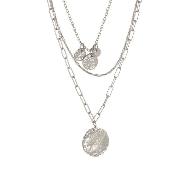 3-Row Multi Chain Necklace w/ Pendants - Multiple Metals