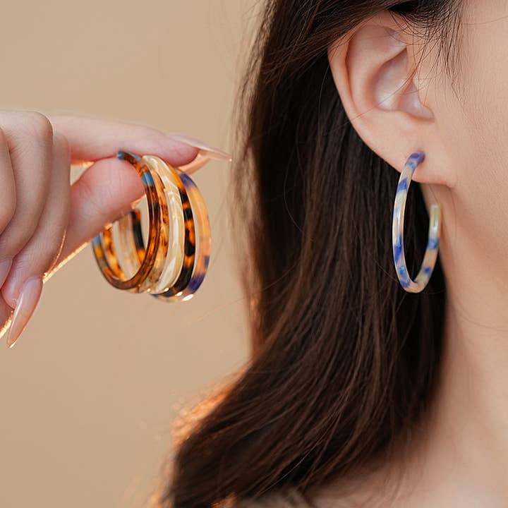 Tortoise Hoop Earrings - Multiple Colors