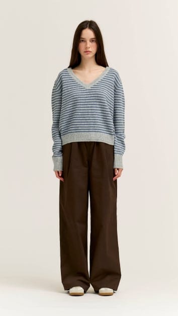Striped V-Neck Sweater - Multiple Colors