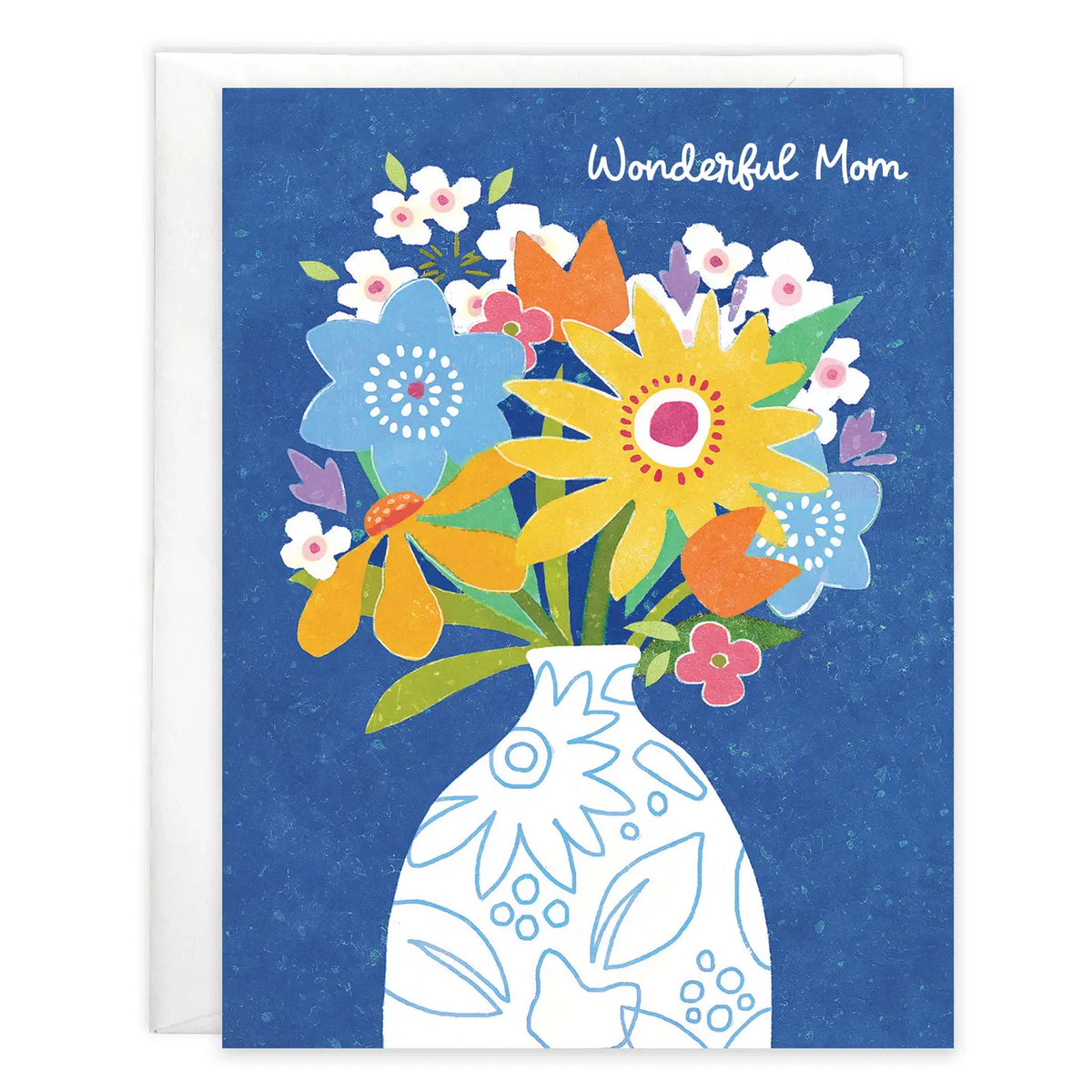 Vase On Blue Mother's Day Greeting Card