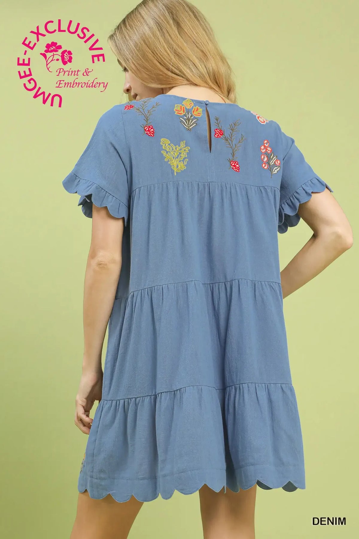 Umgee Embroidered Tiered Dress