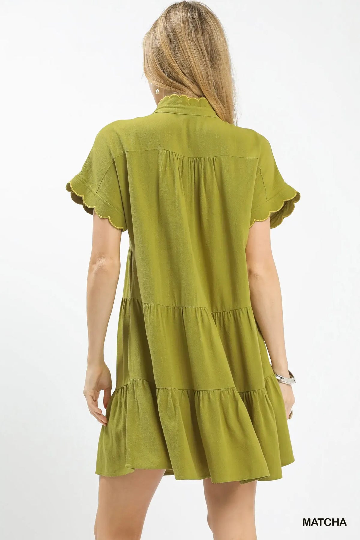 Umgee V-Neck Ruffled Tiered Dress