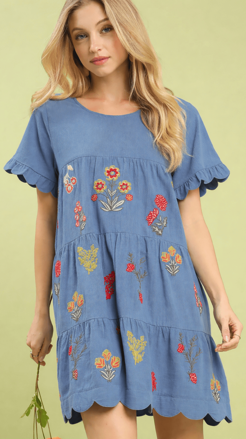 Umgee Embroidered Tiered Dress