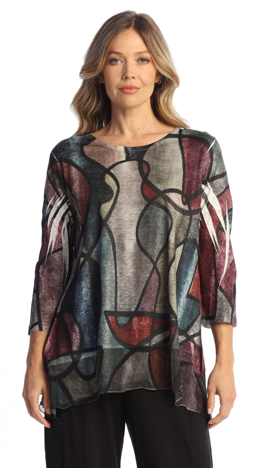 Jess & Jane Burnout Chiffon Contrast Tunic