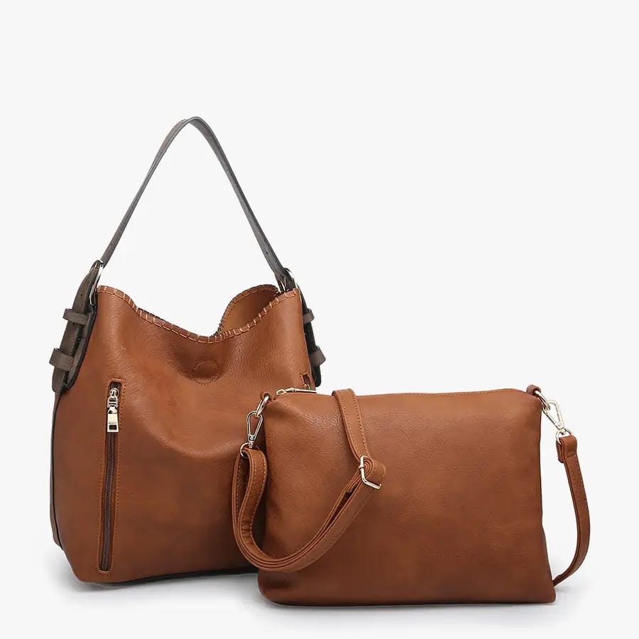 Jen & Co Alexa 2-in-1 Hobo Vegan Leather Bag - Multiple Colors