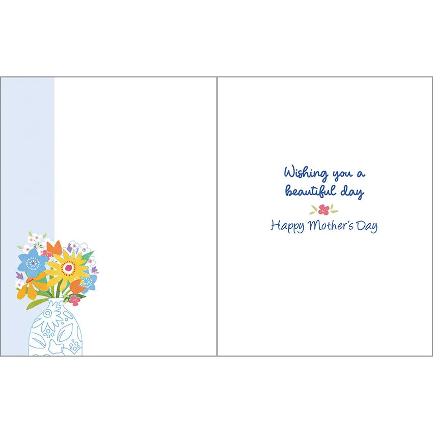 Vase On Blue Mother's Day Greeting Card