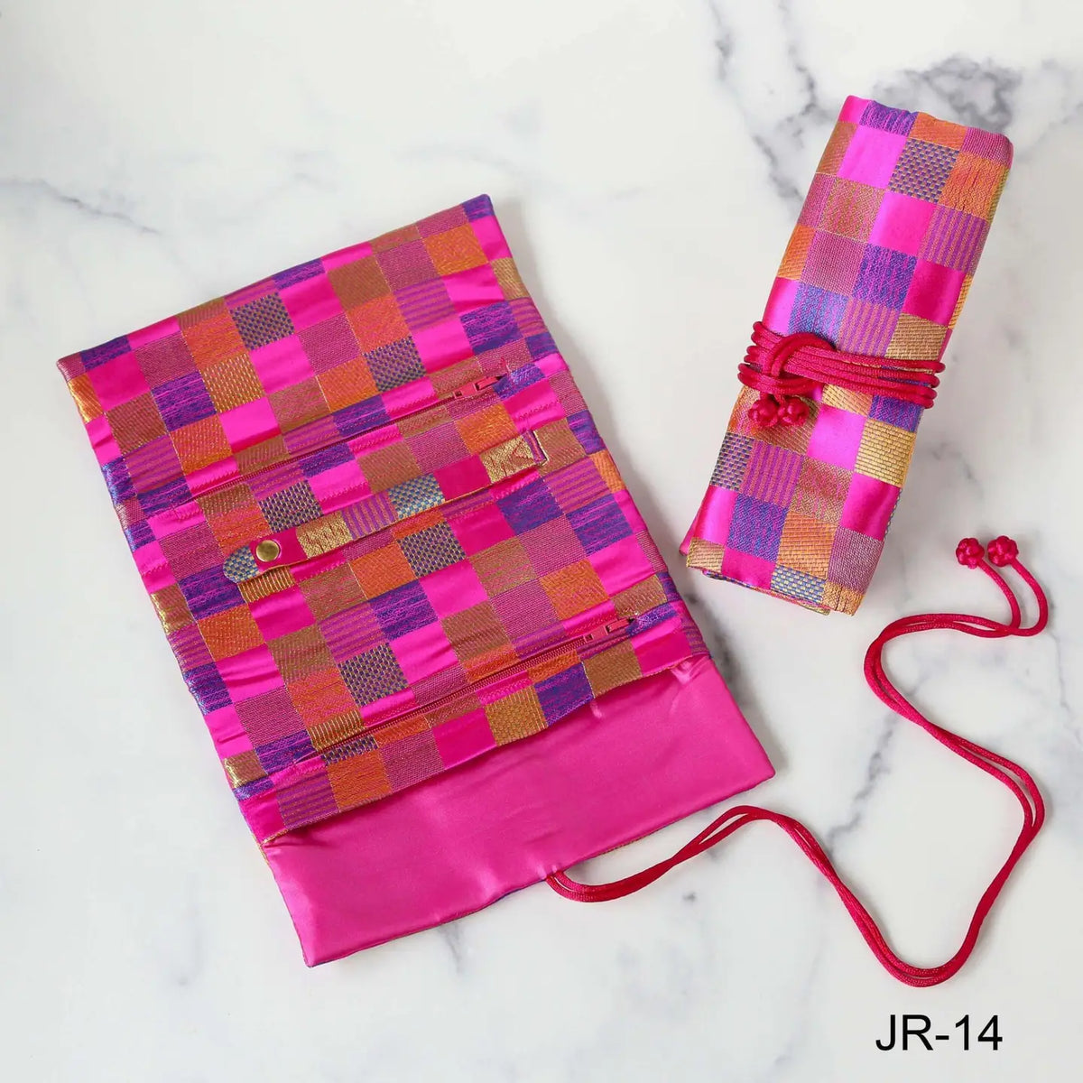 Silk Brocade Travel Jewelry Roll - Multiple Patterns