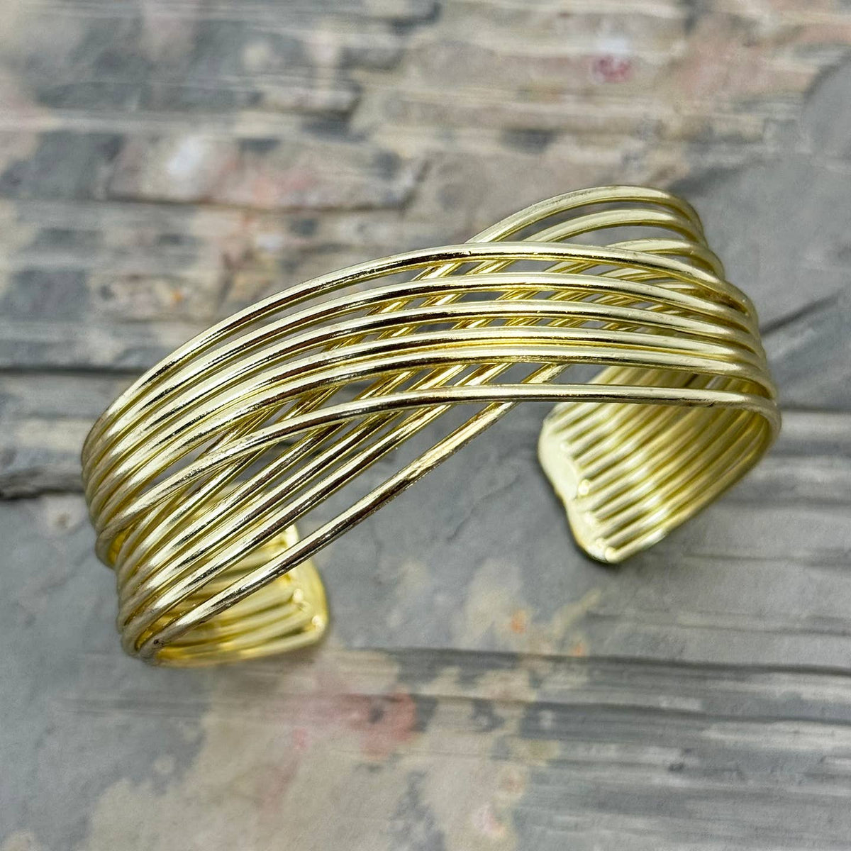 Anju Jewelry Silver Ripple Flow Cuff Bracelet - Multiple Metals