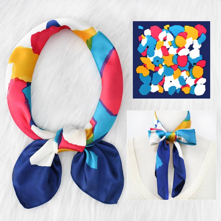 Polka Dot Satin Neck Scarf - Multiple Colors