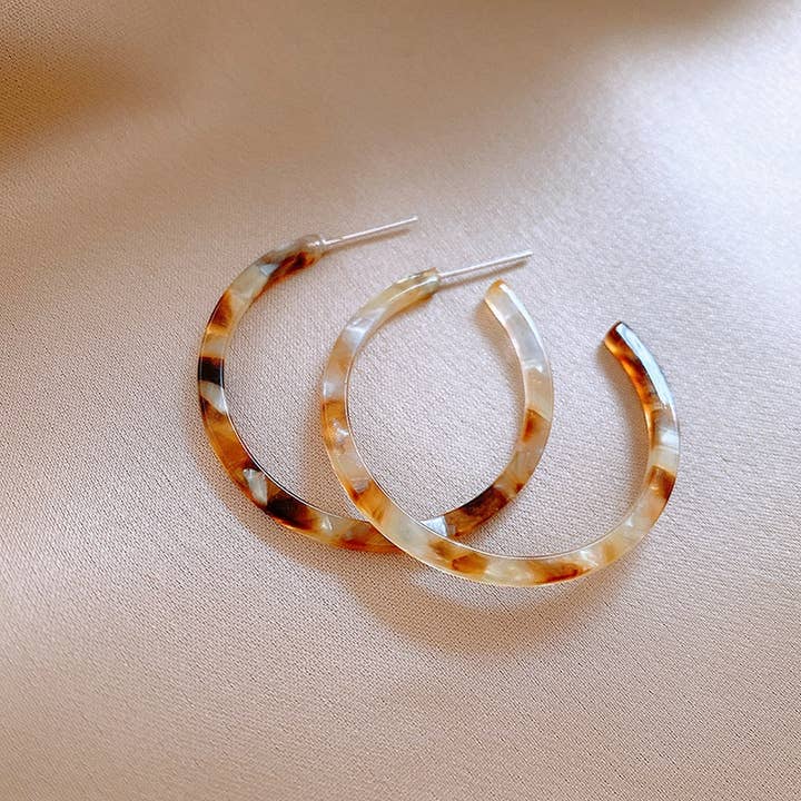 Tortoise Hoop Earrings - Multiple Colors