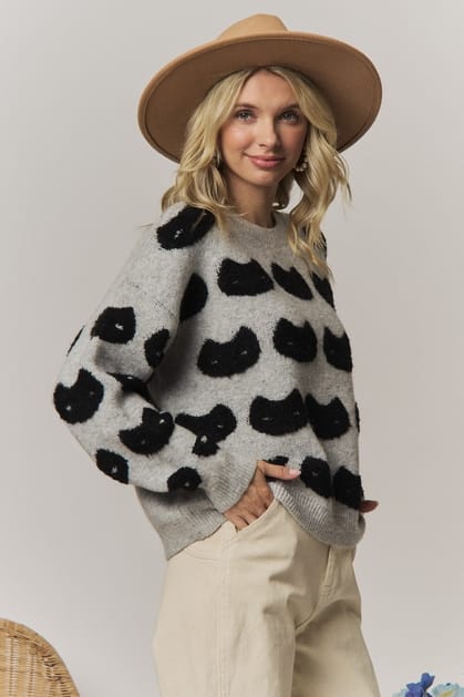 Cat Face Knit Sweater