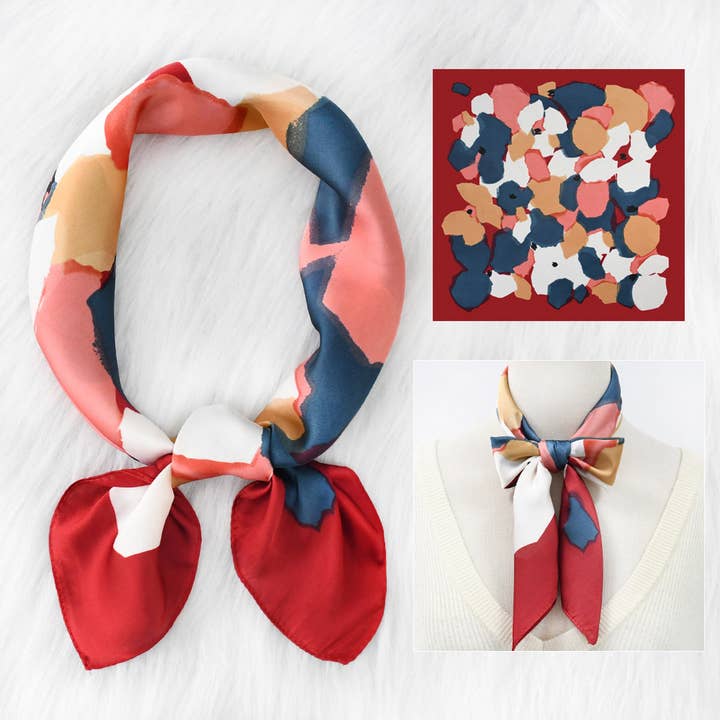 Polka Dot Satin Neck Scarf - Multiple Colors