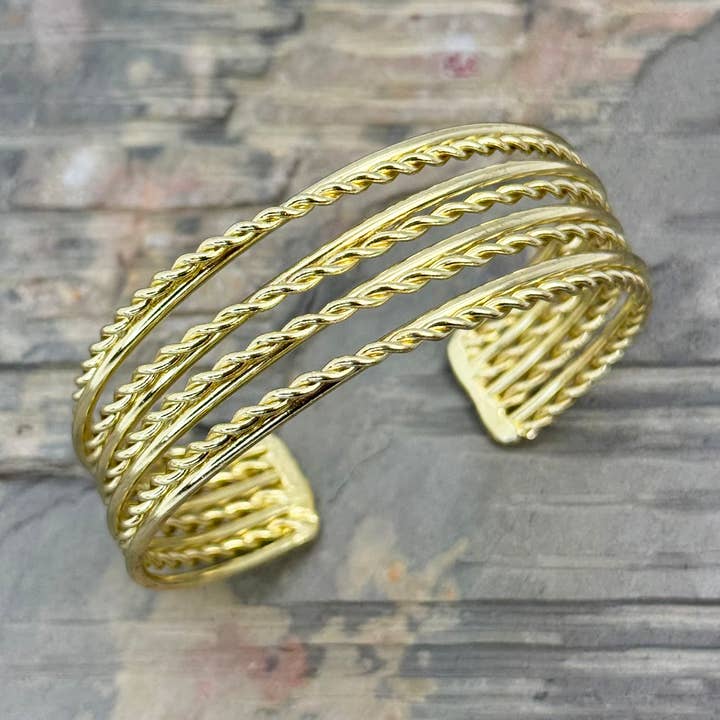 Anju Jewelry Gold Twisted Wire Cuff Bracelet