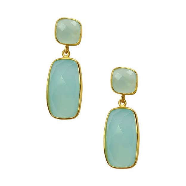 Treisi Jewelry Two Part Faceted Long Cushion Cut Earring - Multiple Stones