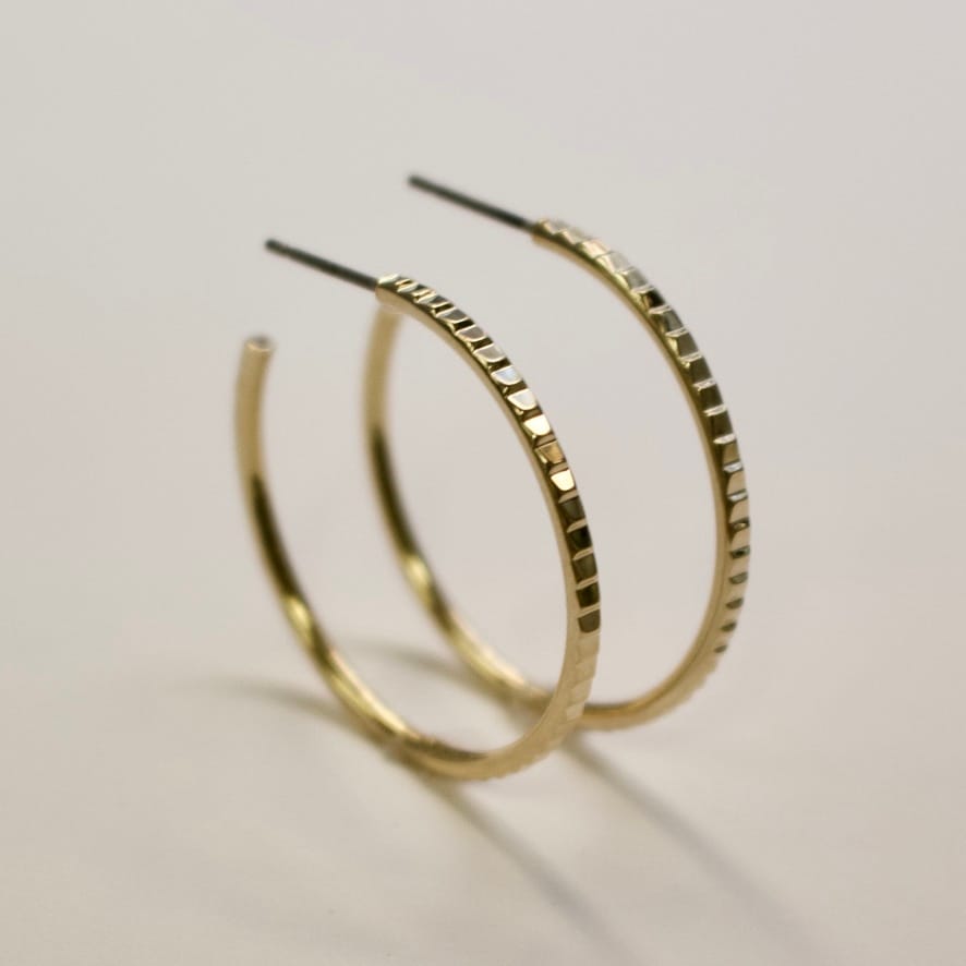 A.V. Max Art Deco Diamond Cut Hoop Earrings - Multiple Colors