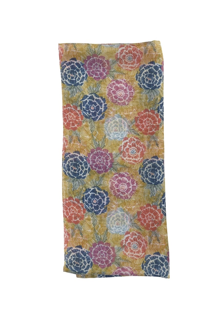 Quintessential Bloom Mustard Silk Scarf