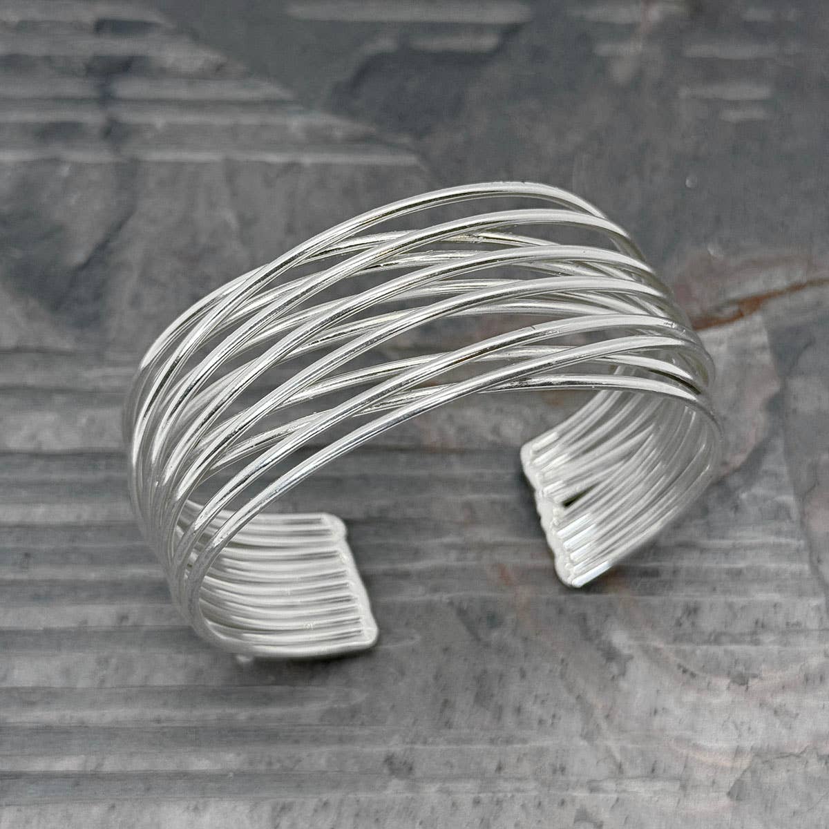 Anju Jewelry Silver Ripple Flow Cuff Bracelet - Multiple Metals