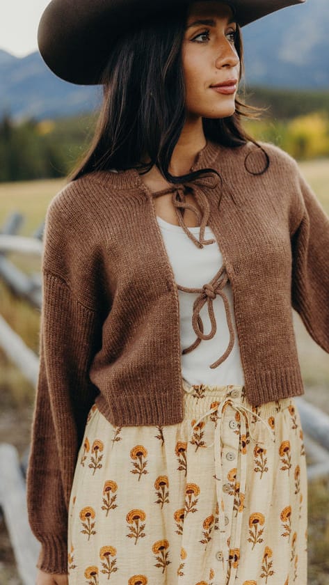 Mikarose Bow Front Crop Sweater