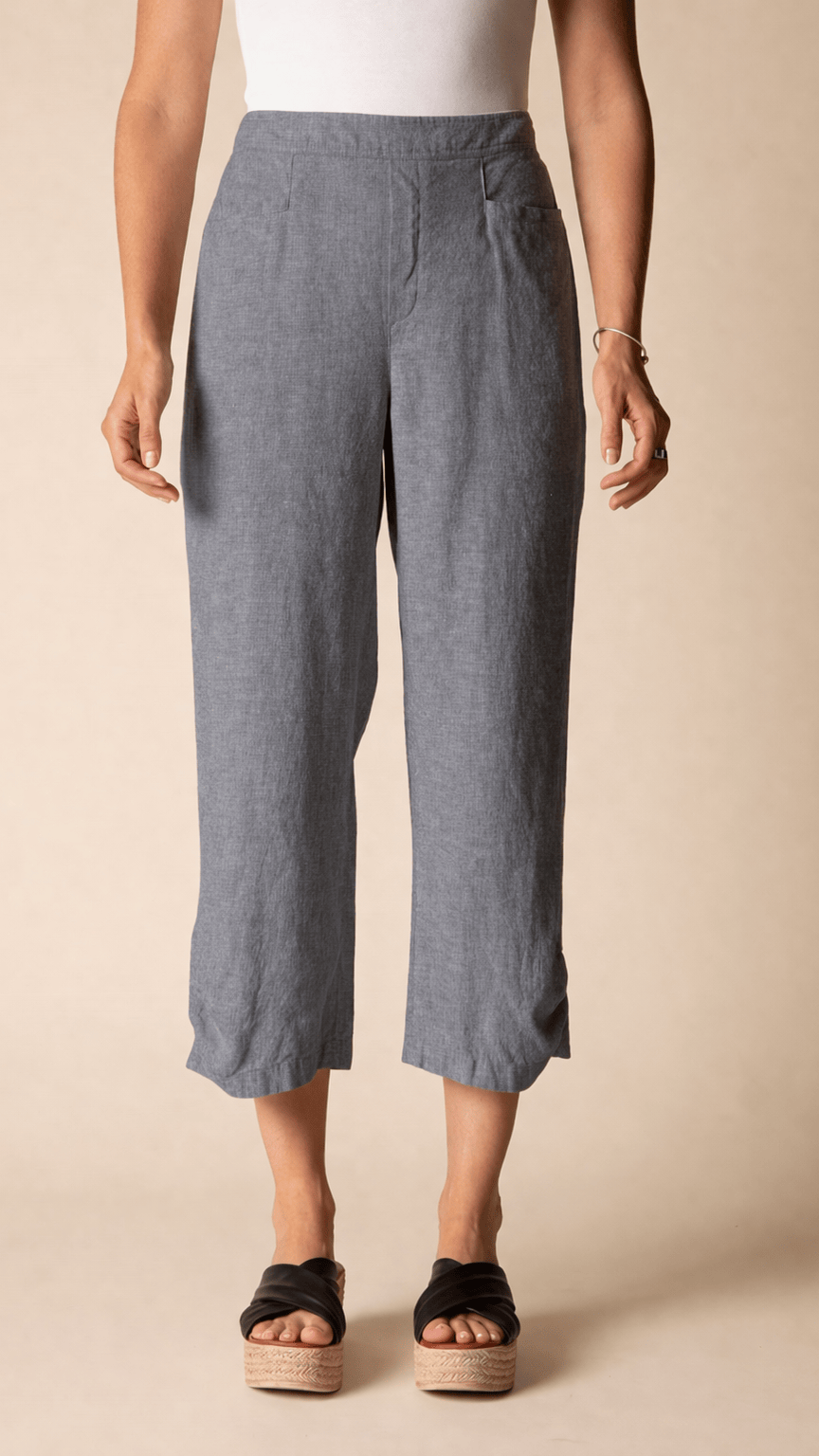 Habitat Linen Pleat Button Capri - Multiple Colors