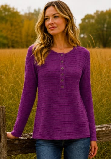 Cotton Lani Button Down Henley Top