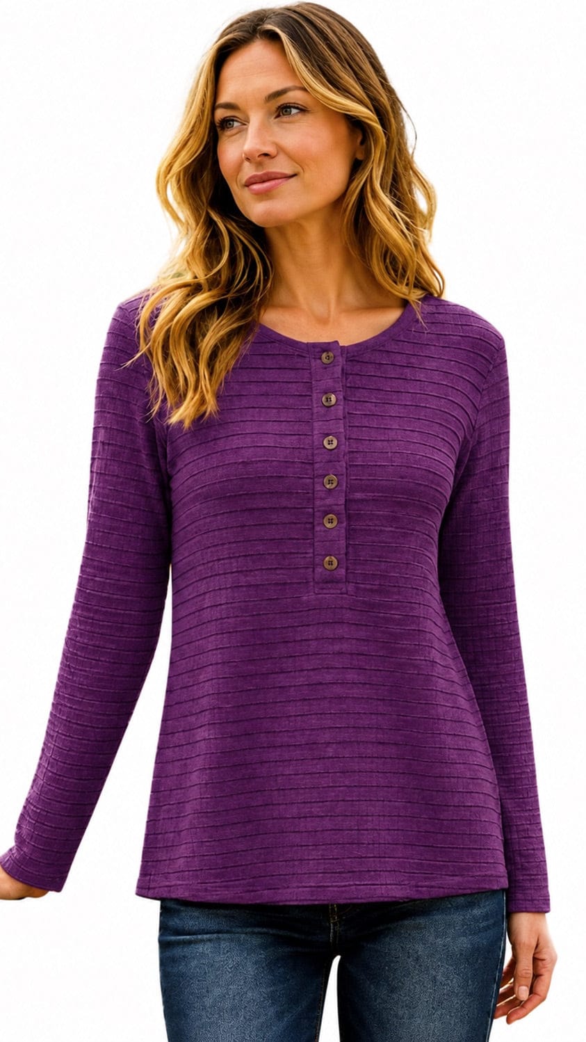 Cotton Lani Button Down Henley Top