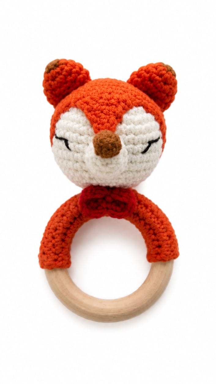 Crochet & Wood Rattle - Multiple Animals
