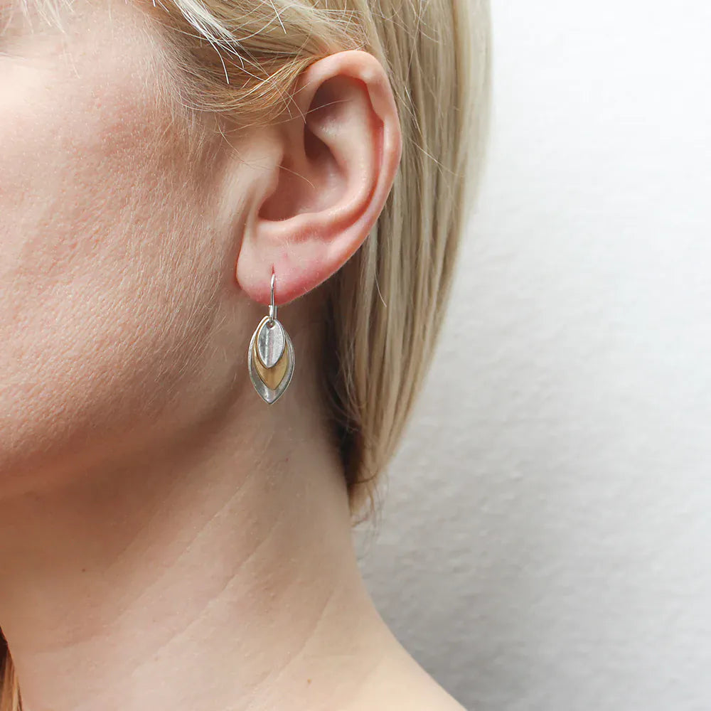 Marjorie Baer Small Triple Layered Leaves Wire Earrings - E0654DW