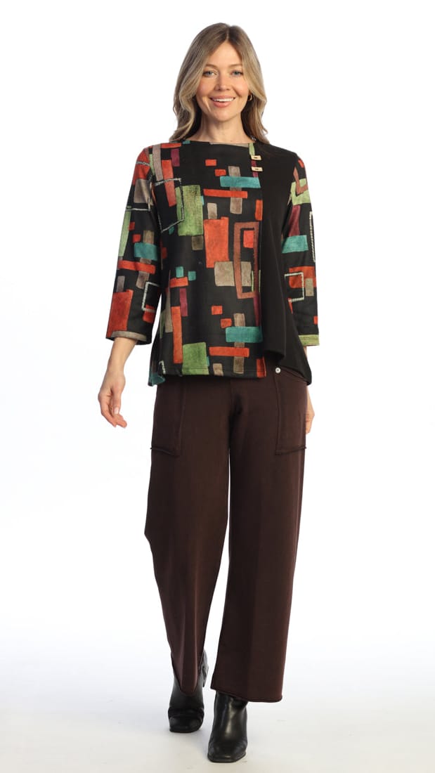 Jess & Jane French Brushed Tunic with Button Accents