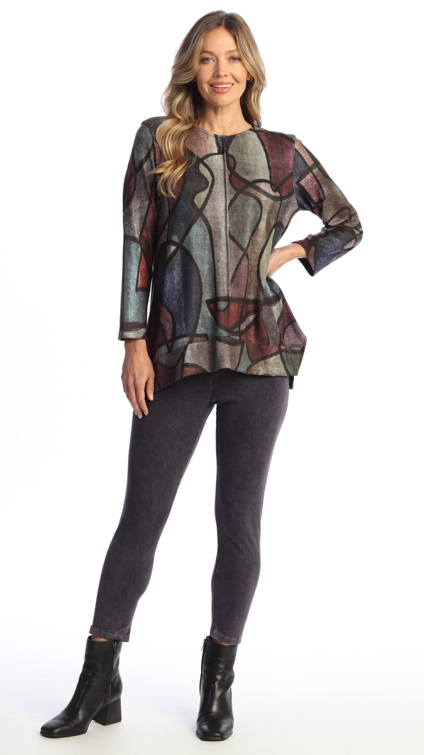 Jess & Jane French Brushed Side Slit Top