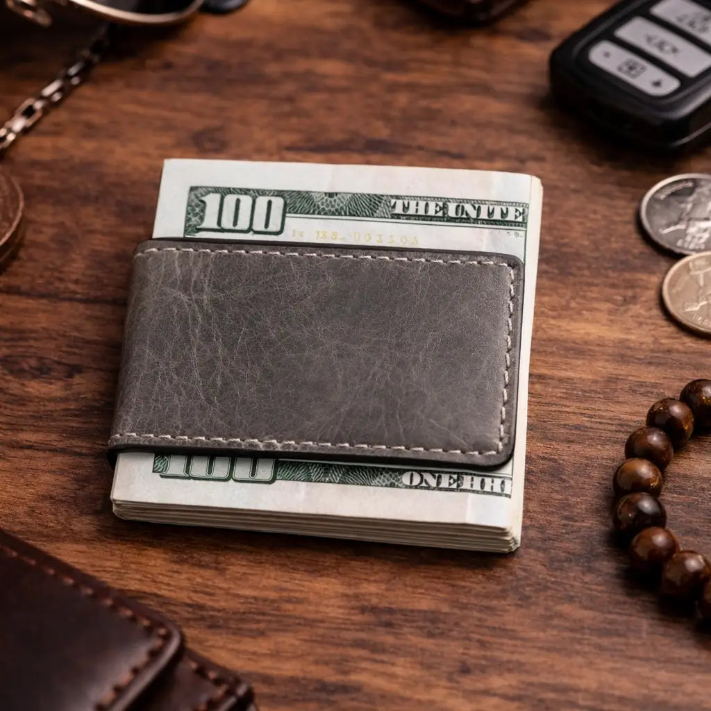 Genuine Full-Grain Leather Money Clip Wallet - Multiple Colors
