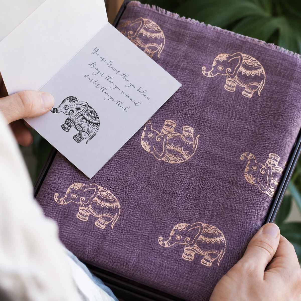 Studio Hop Good Fortune Elephant Rose Gold Foil Scarf