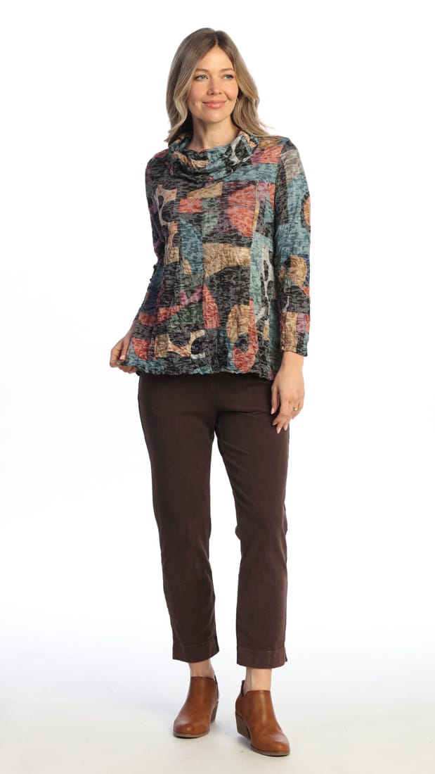 Jess & Jane Crushed Cowl Neck Top - Multiple Patterns