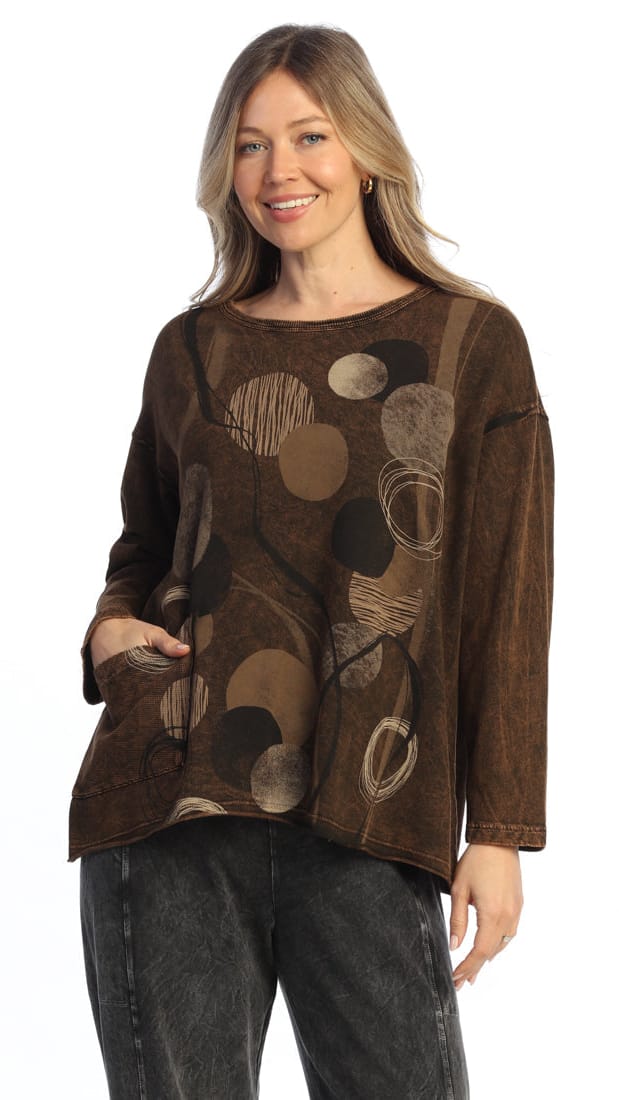 Jess & Jane Mineral Wash Drop Shoulder Thermal Pocket Top