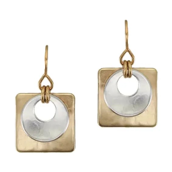 Marjorie Baer Small Cutout Disc with Square Square Wire Earrings - E1591DW
