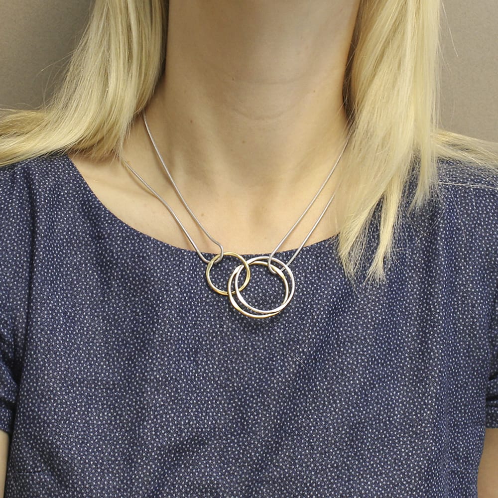 Marjorie Baer Interlocking Hammered Rings Necklace - N8105D