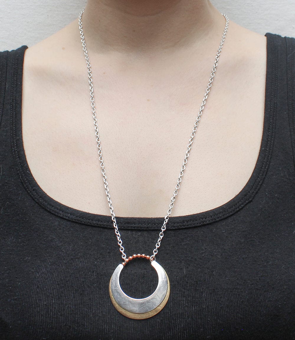 Marjorie Baer Overlapping Large Crescents with Beads Necklace - N9785T