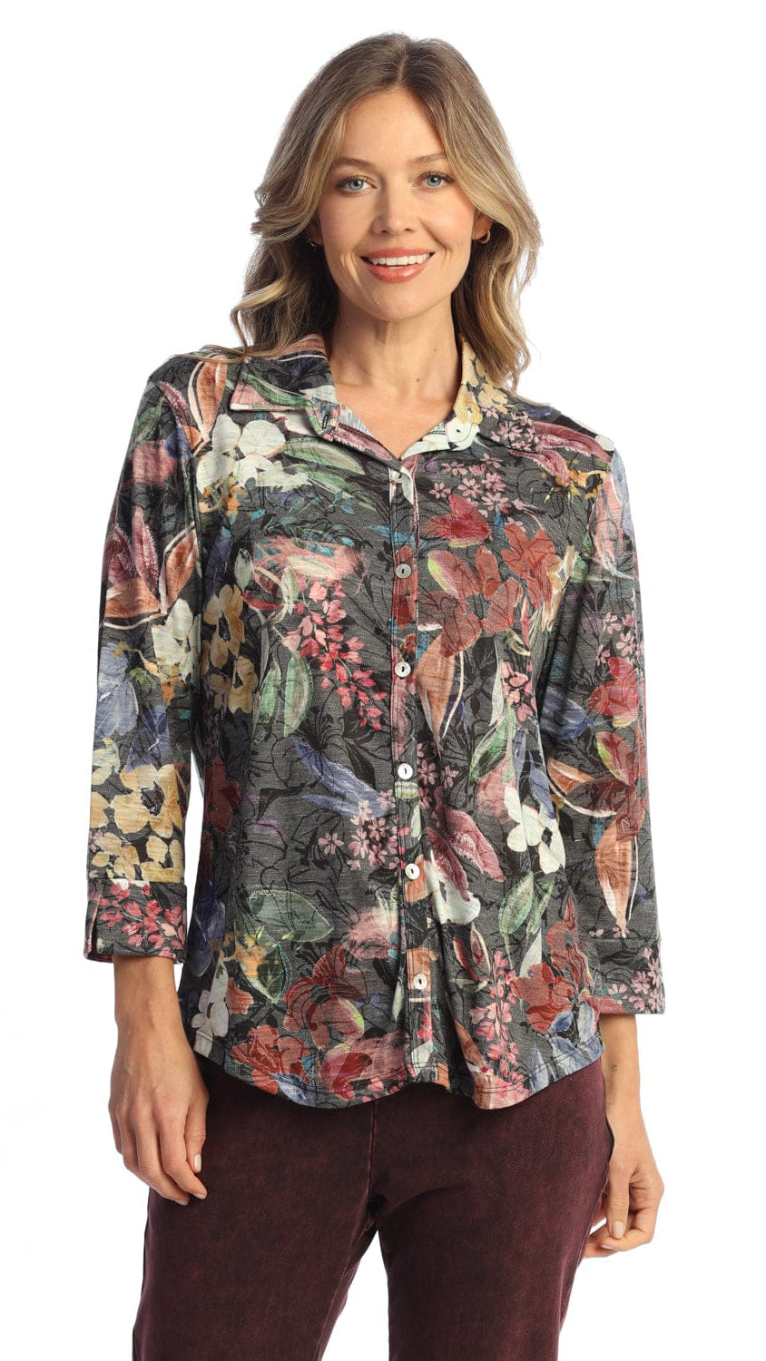 Jess & Jane Button Down 3/4 Cuff Sleeve Blouse