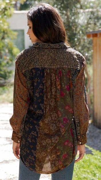 Boho Quilted Embroidered Tiered Shirt