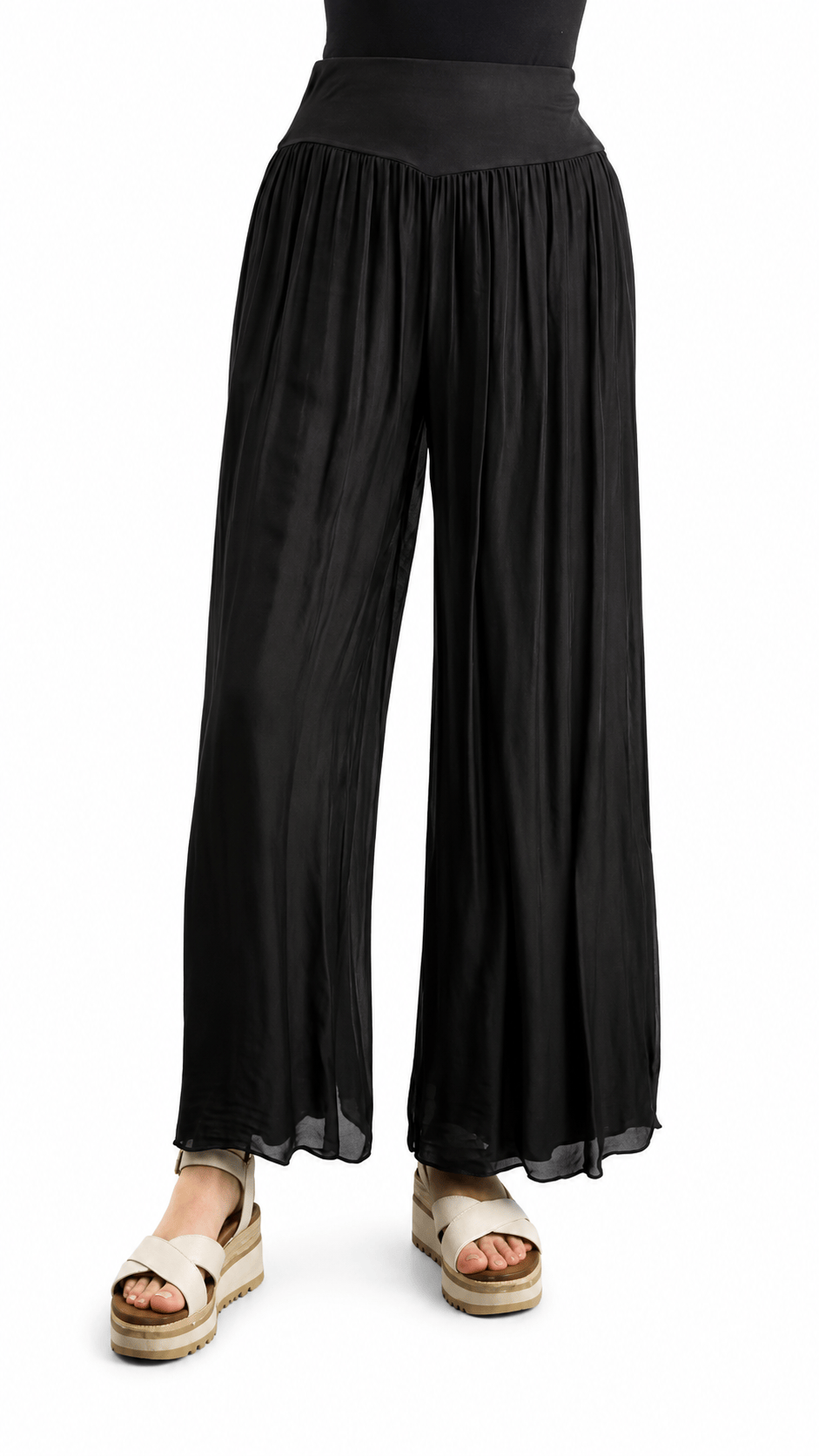 Tempo Paris Pull-On Silk Palazzo Pants
